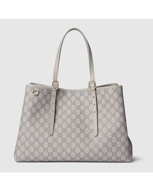 Gucci Borsa Shopping Gg Emblem Misura Grande - Grigio