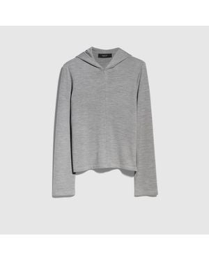 Gucci Wool Silk Blend Hooded Cardigan - Grey
