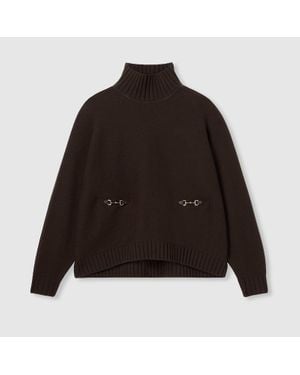 Gucci Wool Cashmere Sweater With Horsebit - Black