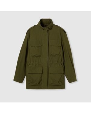 Gucci Cotton Canvas Jacket With Embroidery - Green