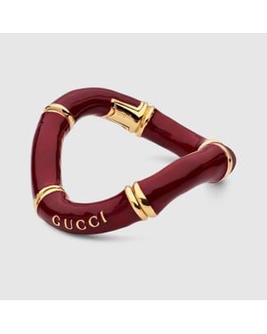 Gucci Bamboo Cuff Bracelet, Size M, -Toned Metal - Red