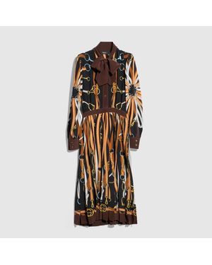 Gucci Printed Silk Chemisier Dress - Brown