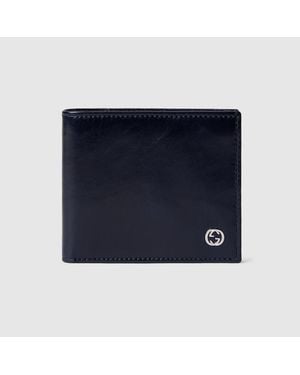 Gucci Bi-Fold Wallet With Interlocking G, Leather - Blue