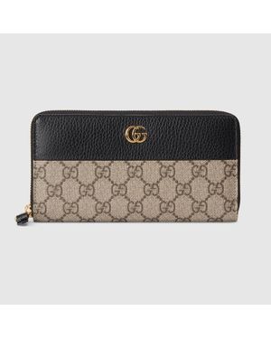 Gucci Portafoglio Gg Marmont Bicolore Con Cerniera - Nero