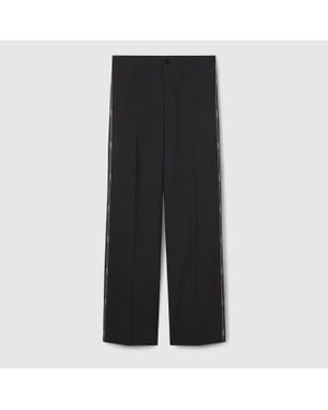 Gucci Pantalon En Laine Avec Liseré, Taille - Noir