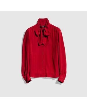 Gucci Interlocking G Chain Silk Jacquard Shirt - Red