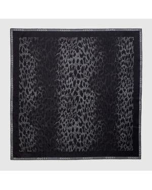 Gucci Pañuelo Cuadrado De Sarga De Seda Estampada - Negro