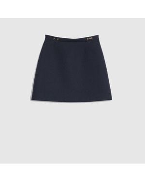 Gucci Wool Crêpe Skirt With Horsebit - Blue