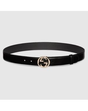 Gucci Cintura Con Fibbia Incrocio Gg, Taglia 100 - Nero