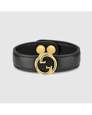 Gucci Bracelet With Round Interlocking G - Black