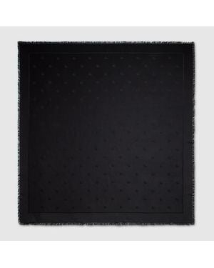 Gucci Double G Silk Wool Shawl, Wool - Black
