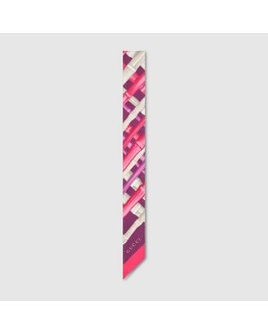 Gucci Cinta De Sarga De Seda Estampada - Rosa