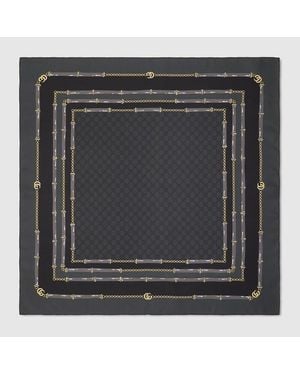 Gucci Printed Gg Silk Jacquard Carré - Black