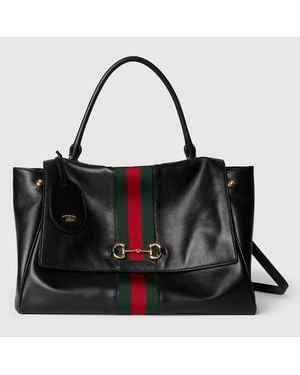 Gucci Bolso Grande De Asa Superior Paparazzo - Negro