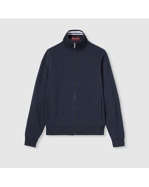 Gucci Gg Technical Jersey Zip Jacket - Blue