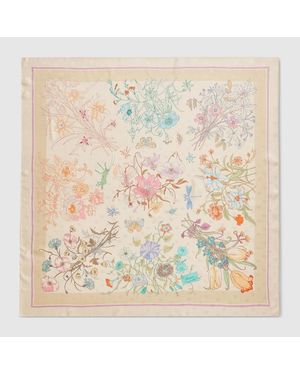 Gucci Vierecktuch Aus Seidenjacquard Mit Doppel G Print - Natur