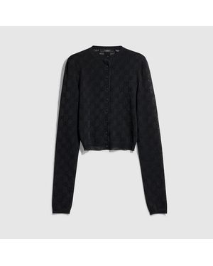 Gucci Cardigan Aus Feinem Crêpe-Viskose, Größe - Schwarz