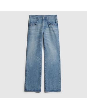Gucci Flared Denim Trousers With Horsebit - Blue