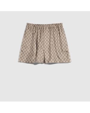Gucci Printed Silk Twill Shorts - Natural