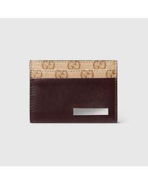 Gucci Porte-Cartes Avec Étiquette En Métal - Marron