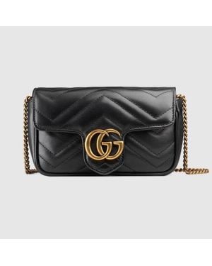 Gucci Super Mini Borsa Gg Marmont - Nero