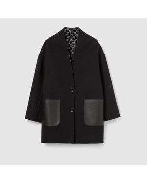 Gucci Reversible Silk Wool Coat - Black