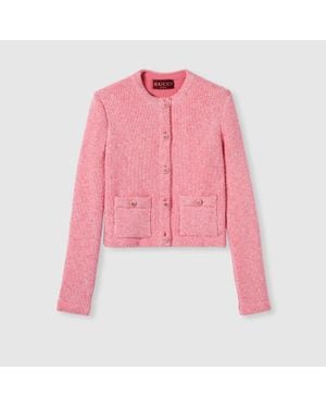 Gucci Fine Viscose Jacquard Cardigan, Ready-To-Wear - Pink