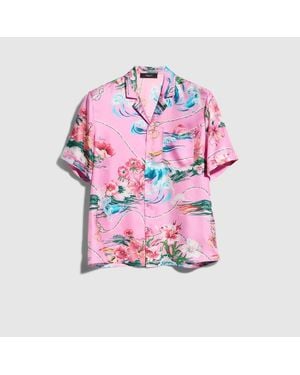 Gucci Printed Silk Twill Bowling Shirt - Pink