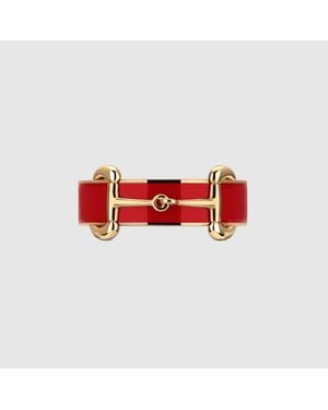 Gucci Anillo Horsebit Con Esmalte, Talla - Rojo