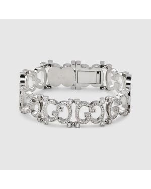 Gucci Structured Bracelet With Crystal Gg - Metallic