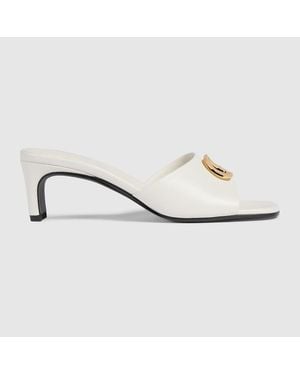 Gucci Slide Sandal With Double G - Metallic