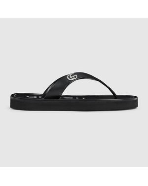 Gucci Thong Sandal With Double G - Black