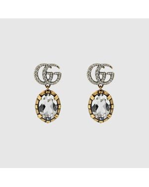Gucci Orecchini Gg Marmont Con Cristalli - Metallizzato