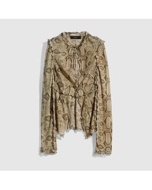 Gucci Camisa De Seda Estampada, Talla - Gris