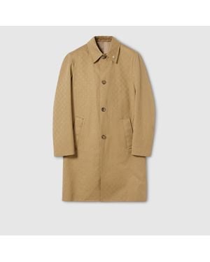 Gucci Abrigo De Gabardina De Algodón Con Gg, Talla - Neutro
