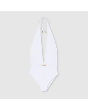 Gucci Jersey Bodysuit With Metal Tag, Ready-To-Wear - White