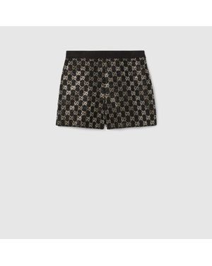 Gucci Embroidered Wool Tweed Lamé Shorts - Black