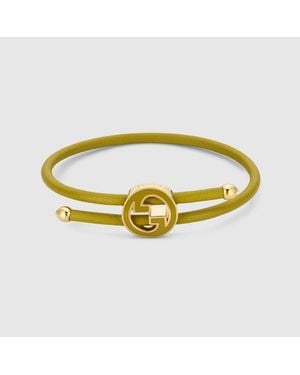Gucci Bracelet With Enamel Round Interlocking G - Yellow