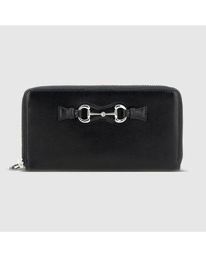 Gucci Zip Around Wallet With Horsebit, Leather - Black