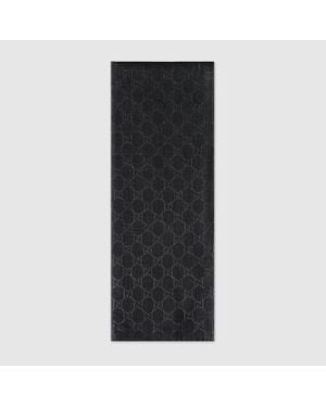 Gucci Estola De Jacquard De Seda Y Lana Con Gg - Negro