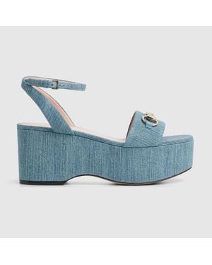 Gucci Sandalo Donna Flatform Con Morsetto, Taglia - Blu