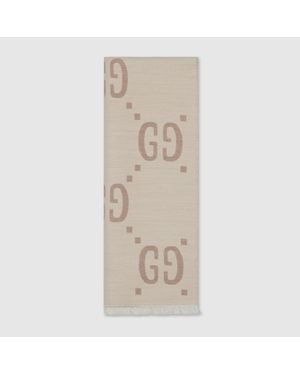 Gucci Schal Aus Gg Jacquard Aus Wolle Und Seide - Natur