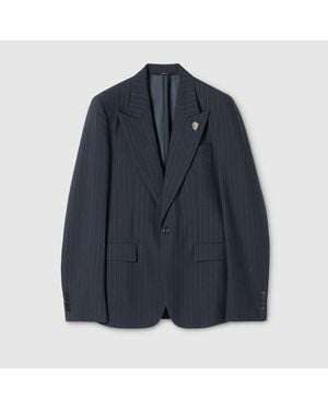 Gucci Pinstripe Wool Jacket - Blue