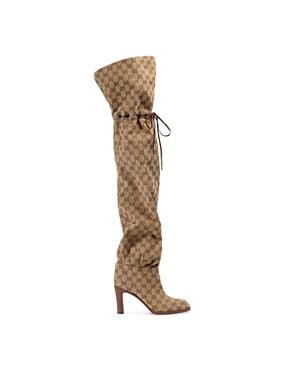 Gucci Overknee-Stiefel aus Original GG Canvas - Natur