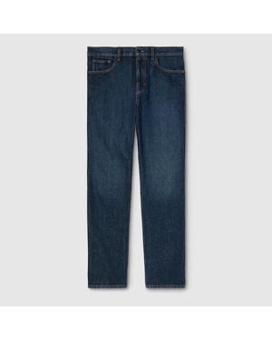 Gucci Pantalon En Denim De Coton Coupe Ajustée, Taille - Bleu