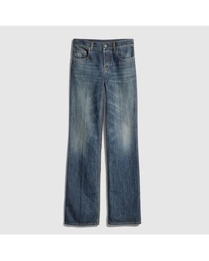 Gucci Cotton Denim Pants With Embroidery, Size 44 It, Ready-To-Wear - Blue