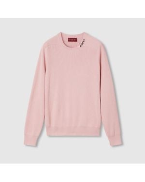 Gucci Pullover Aus Seide Und Baumwolle Mit Intarsie, Größe - Pink