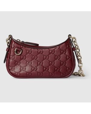 Gucci Sac À Épaule Gg Emblem Mini Format - Rouge