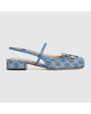 Gucci Zapato Talón Descubierto Horsebit Mujer, Talla - Azul