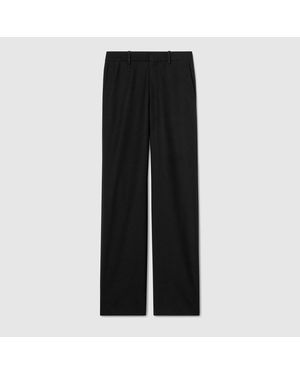 Gucci Wool Silk Twill Trousers - Black